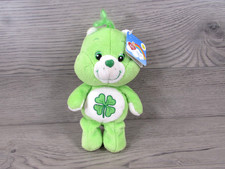 2002 Care Bears Good Luck Bear 8 Plush Green Shamrock 4 Leaf Clover With Tags