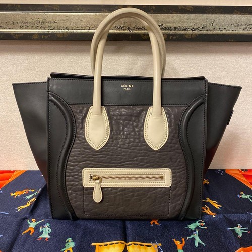 Celine Luggage Mini Handbag Exotic Leather Black