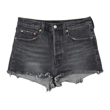 Levis pantaloncino denim donna taglia W28 grigio invecchiato orlo grezzo mini