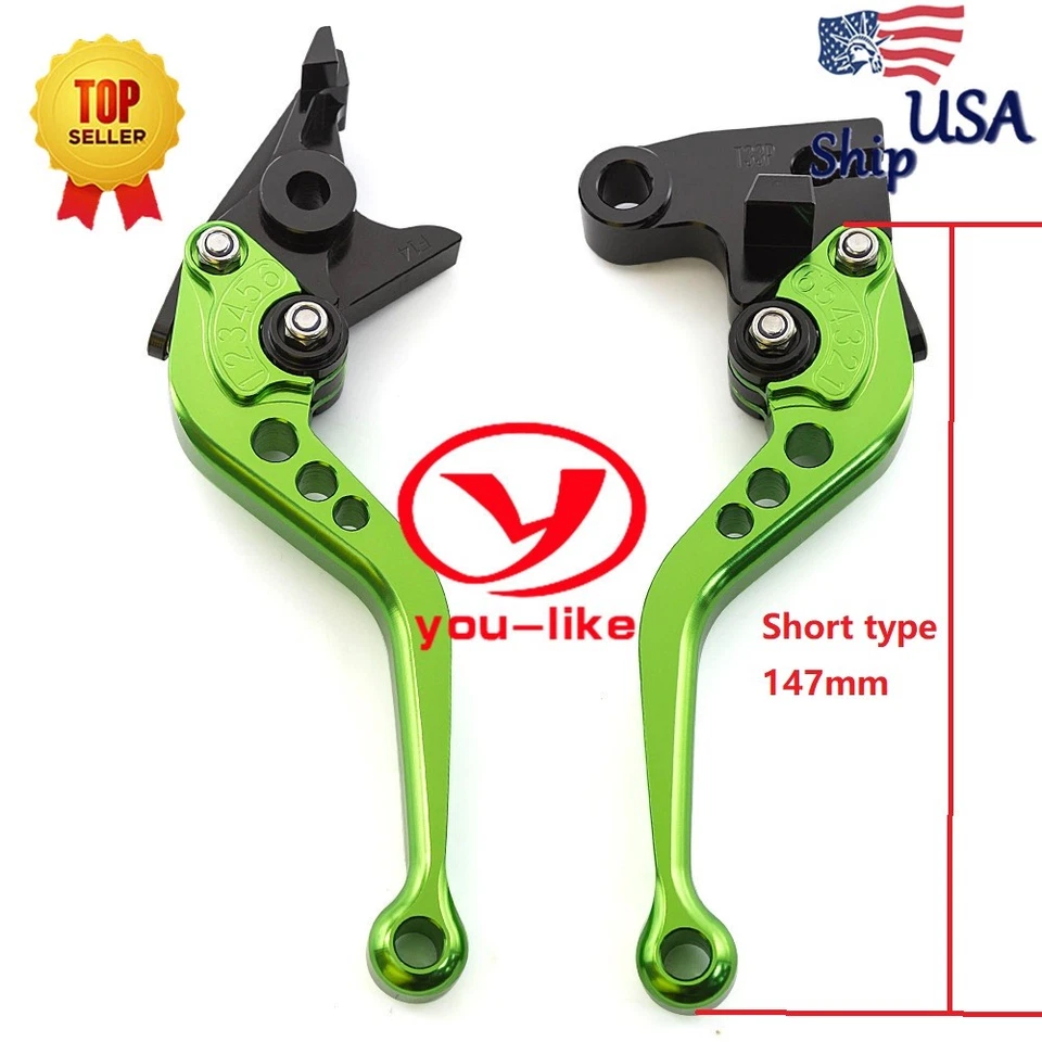 Palancas de embrague de freno cortas verdes CNC para Kawasaki VERSYS 1000 2015-2019 2018 2017 Foto 4 de 4
