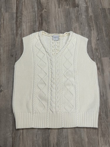 Varley Kay Cable Knit Vest Womens Size Large Snow White / Ivory
