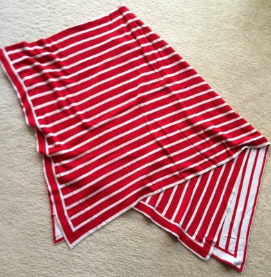 Red cream stripe reversible throw blanket cotton 58'' x 67'' used great condition
