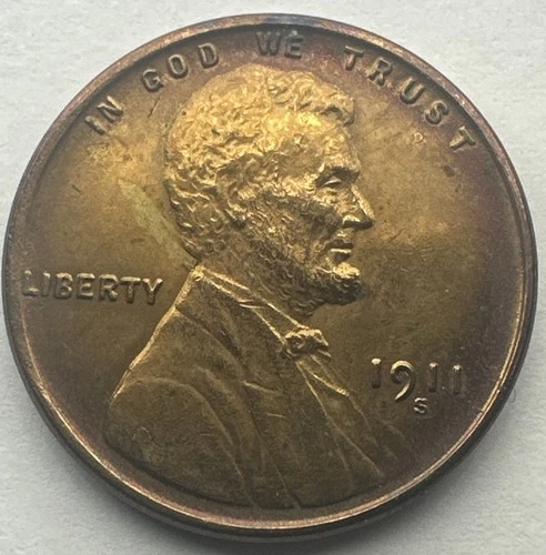 1911-S Lincoln Wheat Cent 🔥Choice Toner Brilliant AU BU Lustrous WOW 🔥 (W8354)
