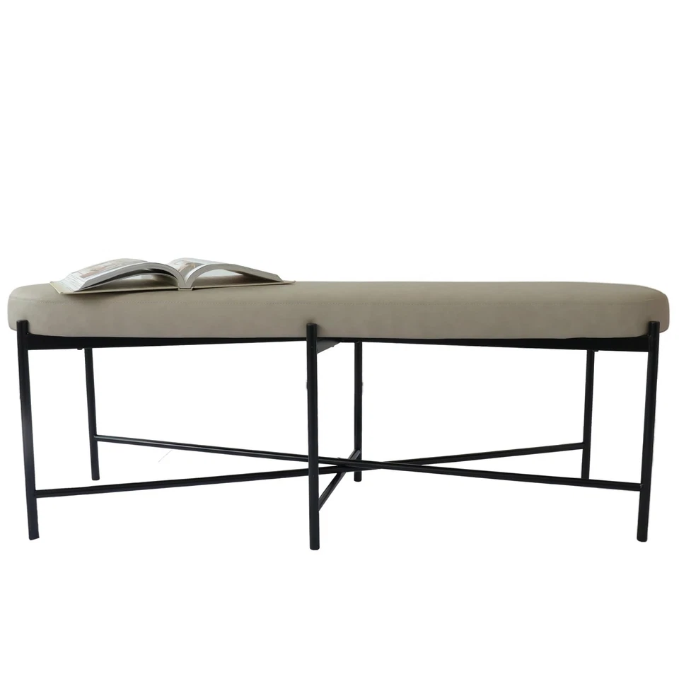 54英寸软垫素食皮革口音奥斯曼长凳用于入口,客厅... — 第 4/4 张图片