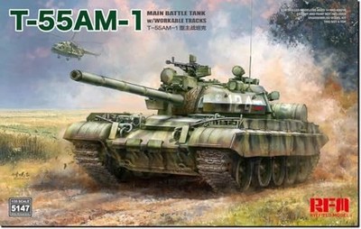 Ryefield Models 1/35 T-55AM-1 Kampfpanzer mit funktionierenden Schienen Plast...