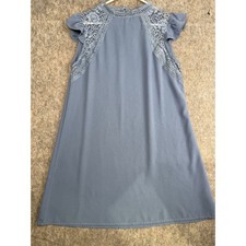 Shein Dress Women's 6 Blue Embroidered Floral Polyester Lace Up Neck Sleeveless