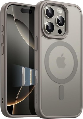 JETech Magnetische Hülle iPhone 16 Pro 6,3'' Dünn Stoßfest MagSafe Titan Natur