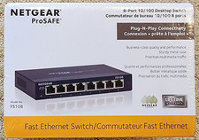 Netgear ProSAFE 8-port 10/100 Desktop Ethernet Switch Model FS108 FACTORY SEALED