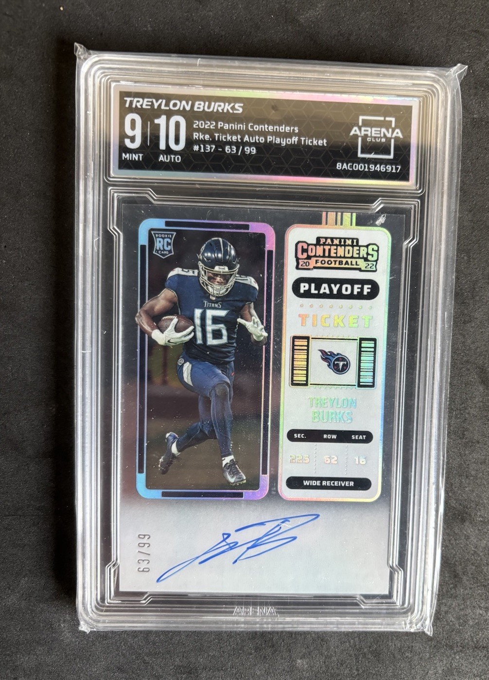 2022 Panini Contenders Treylon Burks Rookie Ticket Playoff Auto 63/99 RC Graded