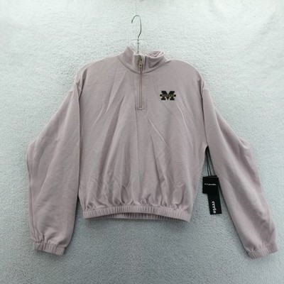 Certo 1/4 Zip Pullover Womens Medium Michigan Wolverines Mauve Pink Waffle Knit
