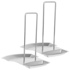 2pcs Multipurpose Pot Lid Organizer Stainless Steel Spoon Rest Holder