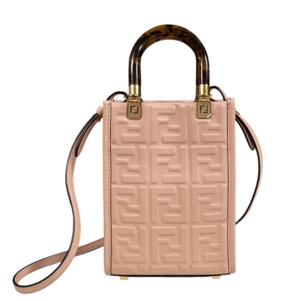 Fendi Sunshine Shopper Mini Shoulder Bag Leather 8BS051 Pink Women's FENDI Used
