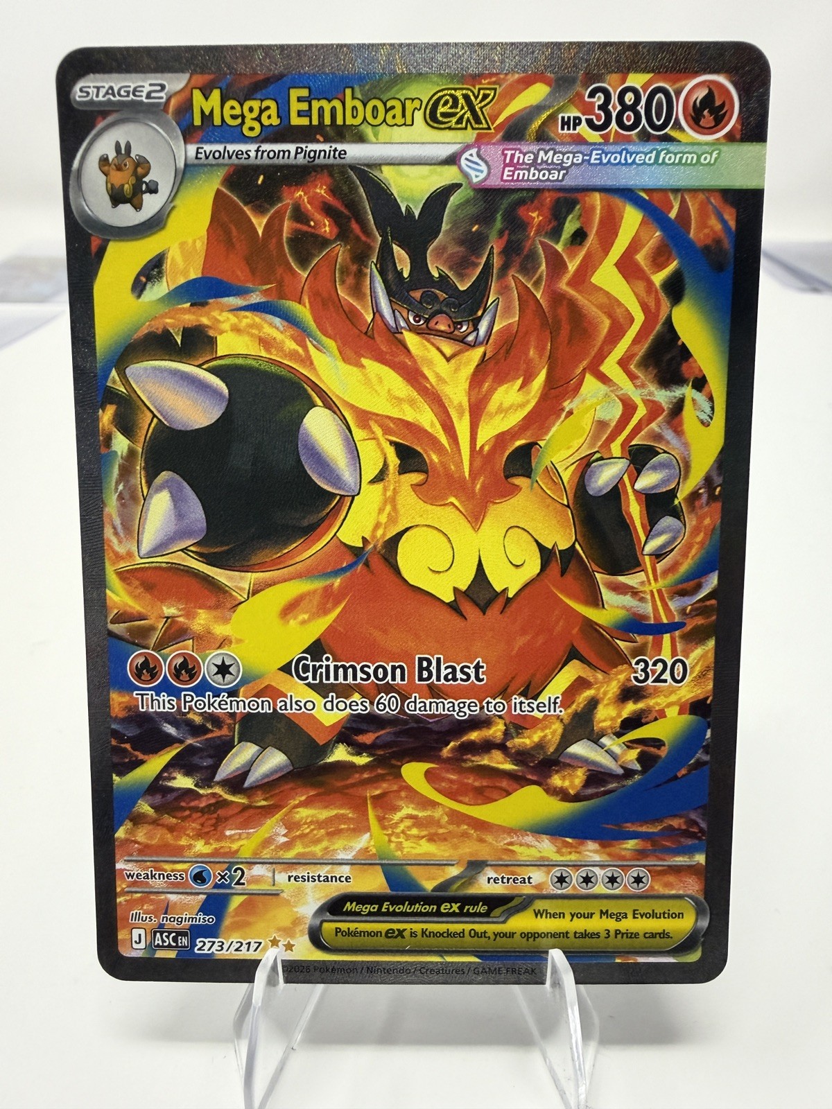 Mega Emboar ex 273/217 ME Ascended Heroes Special Illustration Rare Pokemon Card