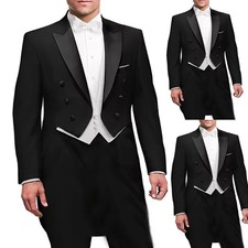 New Italian Tailcoat Design Men Suits For Wedding Prom Jacket Pants Vest