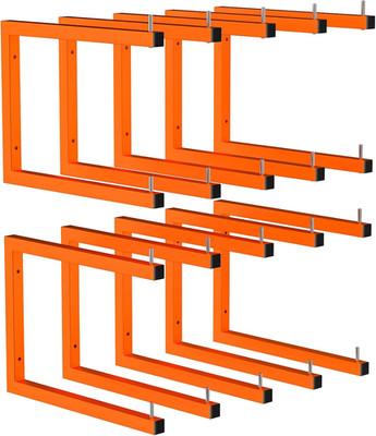 10 Pack Heavy-Duty Wall-Mounted Lumber Storage Rack - 2200 Lb Capacity