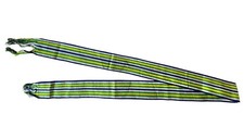 Vintage Guatemalan Handwoven Sash Belt 72" x 3" Green Yellow White Blue Cotton