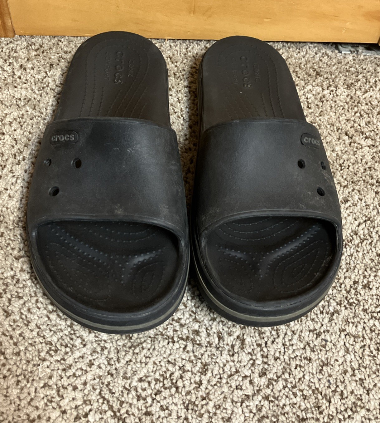 APL Crocs sandali neri slider uomo 10 donna 12