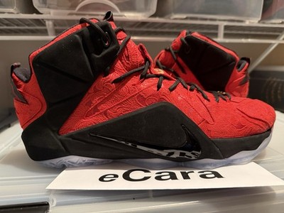 Size 13 - Nike LeBron 12 EXT Red Paisley 748861 600 King s Cloak