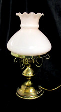 Vintage Brass & Glass Electric Table Lamp Oil Colonial Style Tested & Working