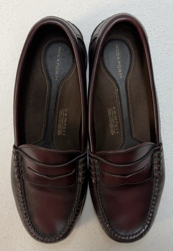 Rockport bequeme DMX Slipper Leder Penny Loafer weinrot burgunderrot Größe 8W gebraucht, in einwandfreiem Zustand - Bild 1 von 14