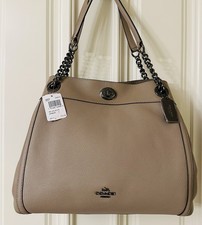 COACH 36855 EDIE TURNLOCK PEBBLED LEATHER SHOULDER BAG