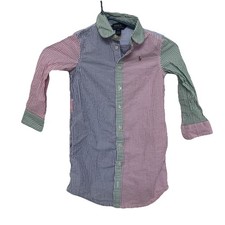 Polo Ralph Lauren 4T Girl 100 Cotton Seersucker Shirt-Dress Pink/Blue/Green