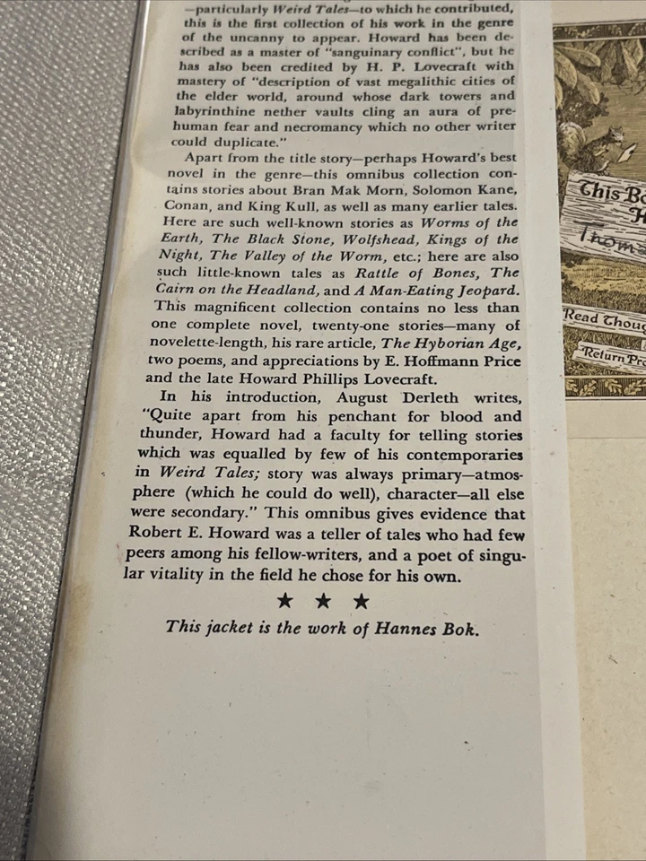 Robert E Howard *RARE* Skull-Face And Others - Arkham - 1946 - 1st ED LTD - Image 3 of 4