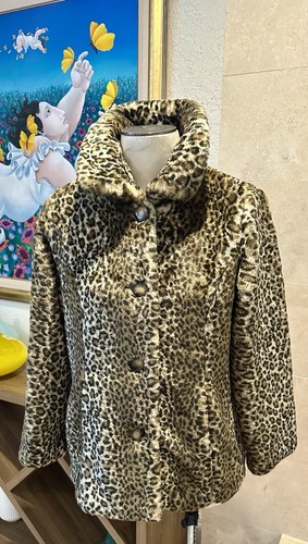 VTG Y2K Liz Claiborne Faux Leopard Swing Coat US XL Animal Print NWT NEW Lined - Picture 2 of 17