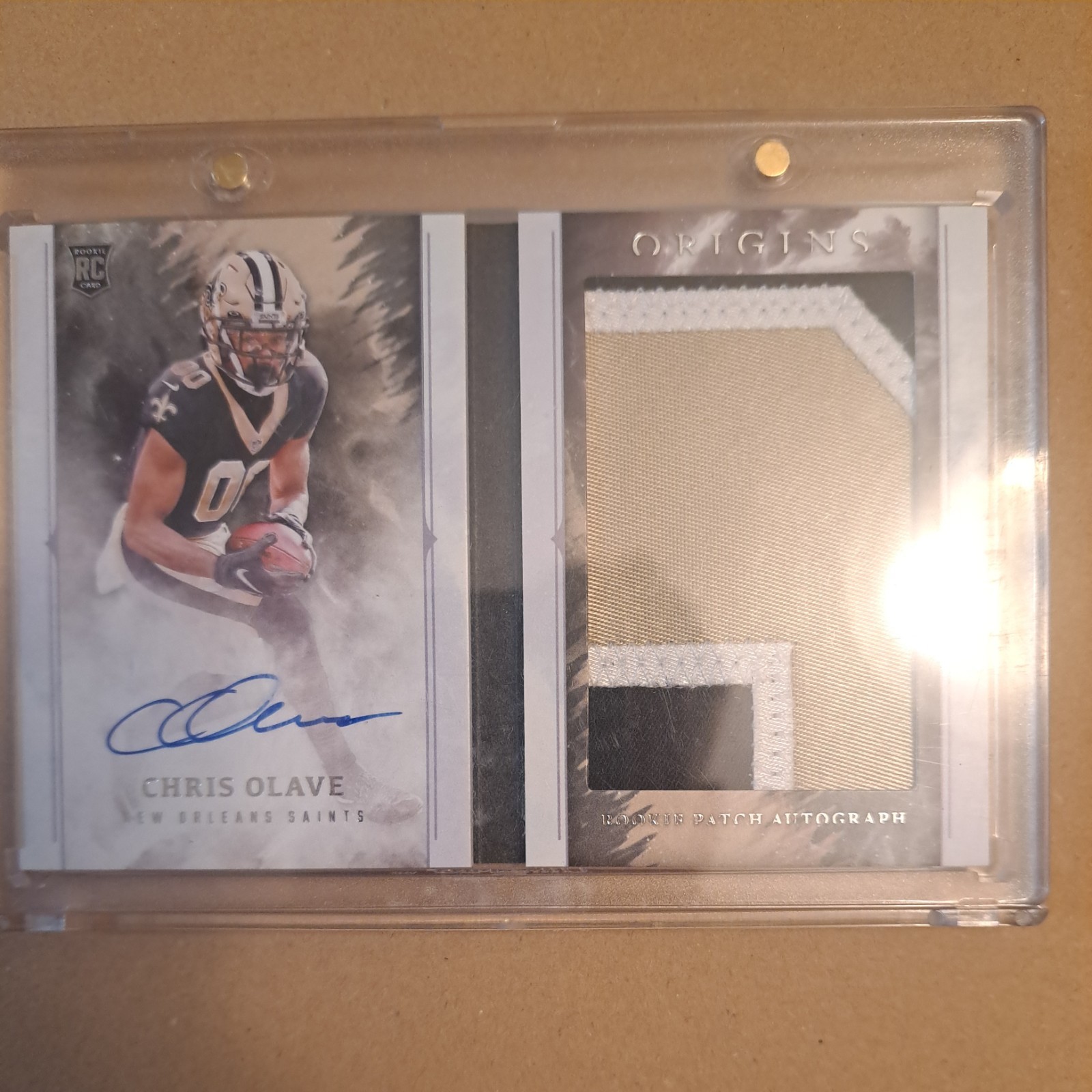 2022 PaniniOrigins CHRIS OLAVE Rookie Booklet On Card Patch Auto # 43/49  Saints