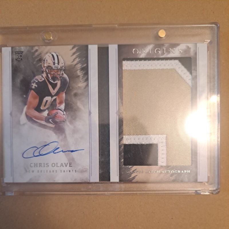 2022 PaniniOrigins CHRIS OLAVE Rookie Booklet On Card Patch Auto # 43/49  Saints