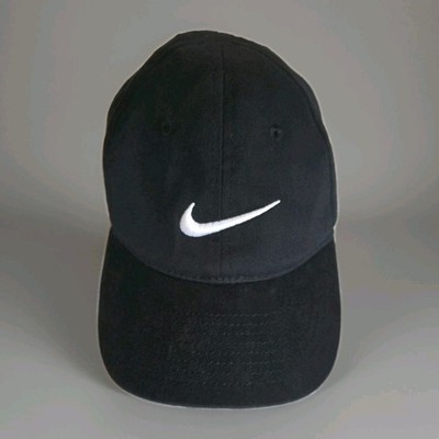 Boys Baseball Cap Nike Black Hat Kids Embroidered White Swoosh Adjustable 4-7