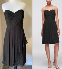 Davids Bridal Crinkle Chiffon Dress Black Size 6