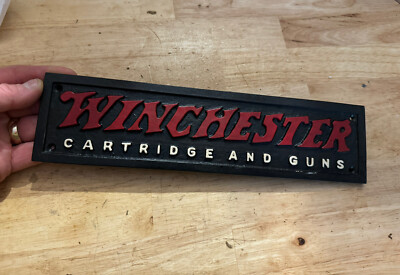 Winchester Rifles Cast Iron Sign Plaque Patina Gunsmith Gun Collector METAL 12 