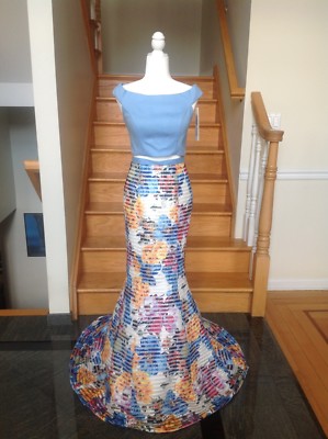 Jovani 42800 Long PROM Dress Gown Blue Top/Floral Skirt Two Piece Sizes 0-4 | eBay Jovani 42800 Long PROM Dress Gown Blue Top/Floral Skirt Two Piece Sizes 0-4 | eBay