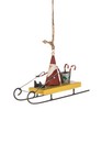 Shoeless Joe Metal Santa on Sleigh with Candy Canes Christmas Tree Decoration