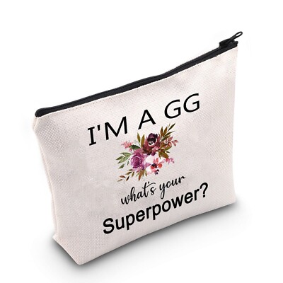 G2TUP GG White Bag Makeup Case I'm a GG What's your Superpower Cosmetic Bag G...