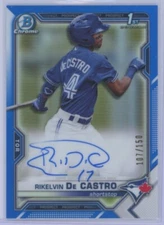 2021 Bowman Chrome Prospect Auto Blue Refractors /150 CPARDCA Rikelvin De Castro