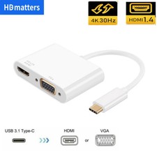 USB 3.1 Type C to HDMI 4K VGA Cable Adapter Converter For Laptop Macbook Pro Air
