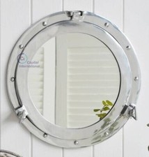 Nautical Round Mirror For Wall - Antique Porthole Mirror Nickel Polished Wall