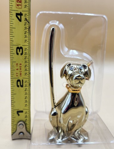 Studio 35 Beauty Gold Tone Puppy Dog Rhinestone Eyes Ring Holder 3.5" BRAND NEW - Picture 6 of 10