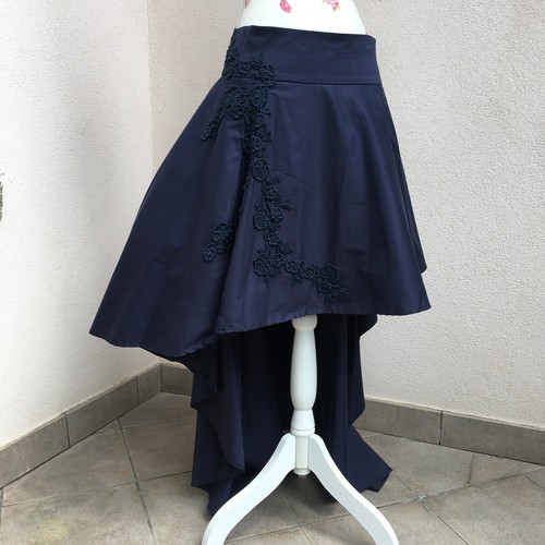FLAVIO CASTELLANI maxi gonna lunga dietro corta davanti coda pizzo tulle  blu 44 | eBay