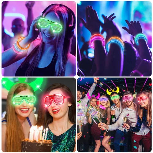 26PCS Glow in the Dark Party Supplies LED Light Up Toys Wand Glasses Bracelets - Picture 4 of 5