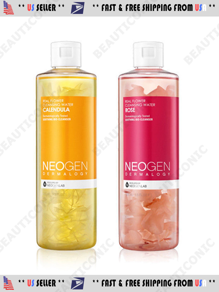 [2 упаковки] (большая распродажа) Очищающая вода NEOGEN Real Flower, 300 мл (роза или календула)