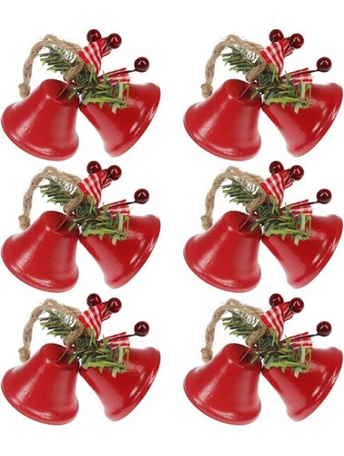 16 Pcs Red Christmas Bells Ornament, Tree Hanging Ornament Metal Jingle Bells - 第 1/7 張圖片