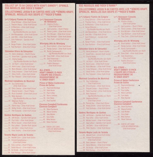 1989-90 KRAFT DINNER ROCK 'O' RAMA PANEL & SINGLE NHL HOCKEY 1-64 SEE LIST - Picture 37 of 179