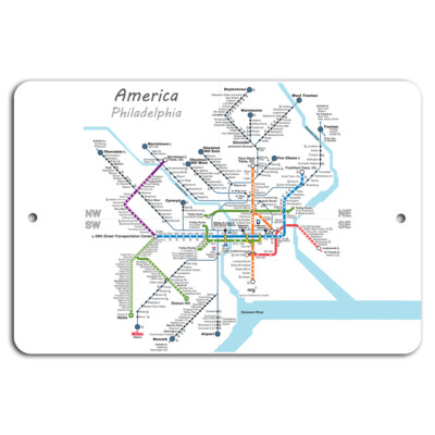 Explore Philadelphia: Detailed Transit Map on Aluminum Sign