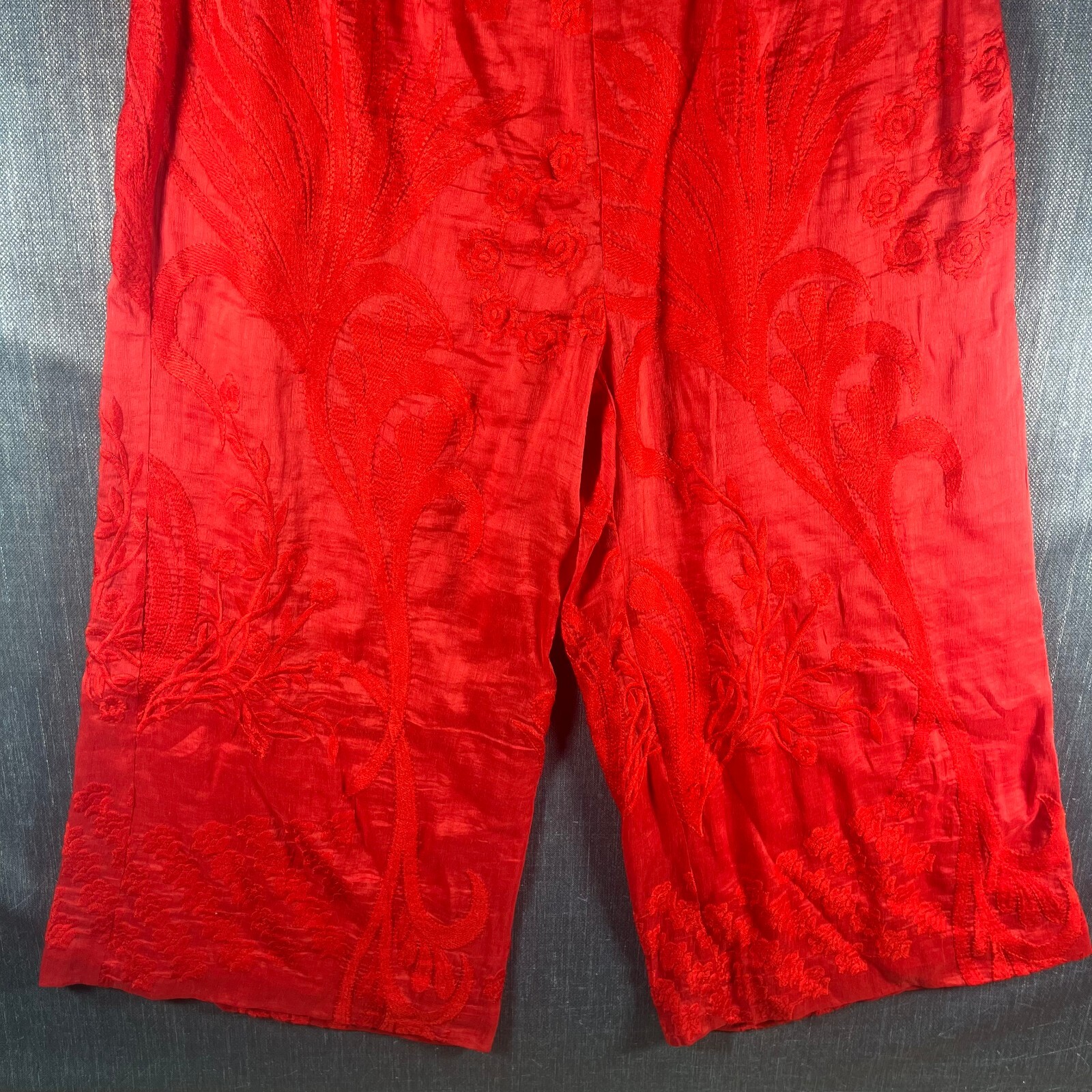 Aijek Womens Romper SIze 1 Red Silk Linen Blend Floral Juniors