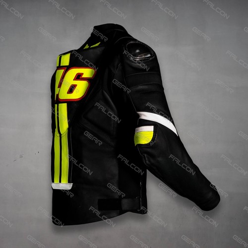 Chaqueta de cuero Valentino Rossi VR46 para carreras de motocicletas negra - todas las tallas disponibles - Imagen 5 de 8
