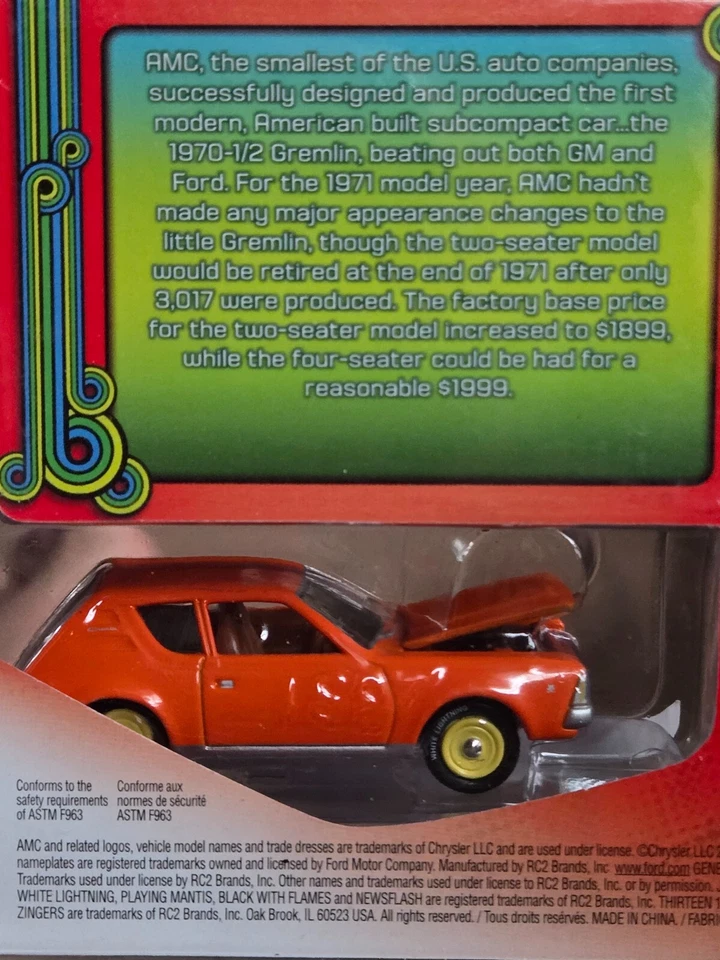 Johnny White Lightning Those 70's Cars 1971 AMC GREMLIN 1/25 - Image 4 of 4
