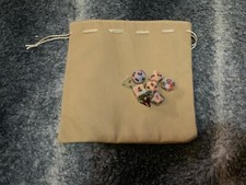 Leather Dice Coin Renaissance Medieval Bag Drawstring Pouch Tan 8x7x5"